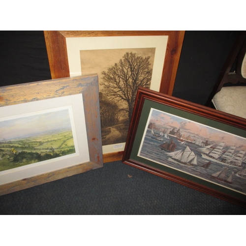 89 - Three framed pictures, various scenes, approx. size of largest 89x64 in useable pre-owned condition