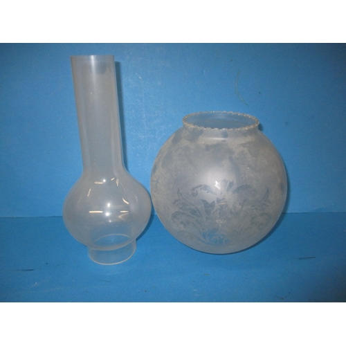 94 - A quantity of general clearance items to include  good oil lamp shade and chimney and a parcel of co... 