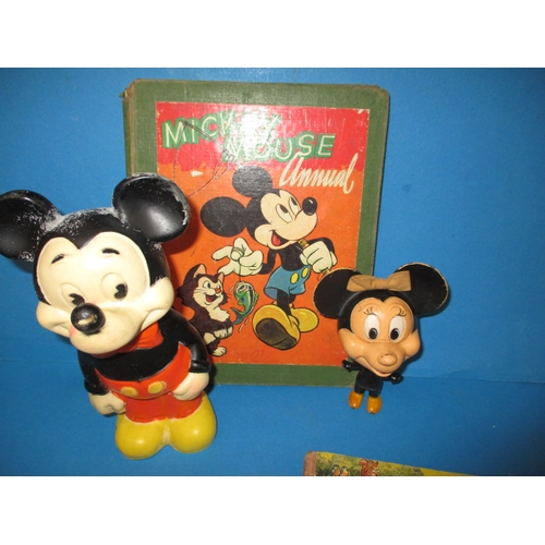 95 - A 1948 Mickey Mouse annual and two later figures and 2 other children’s annuals, all in used conditi... 