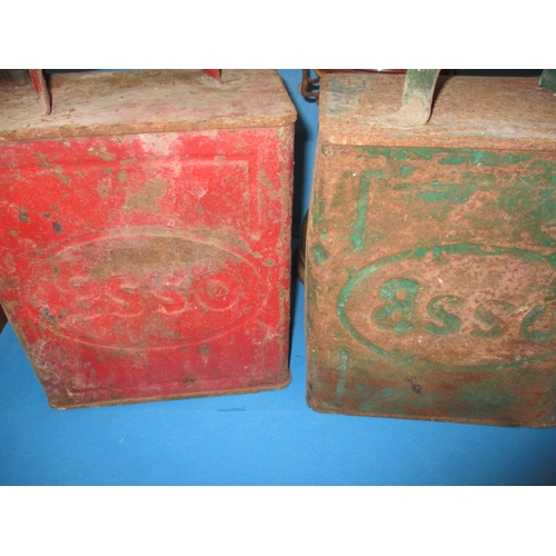 103 - Two vintage petrol cans and a Tilley storm lantern, both cans in original paint with no rust holes a... 