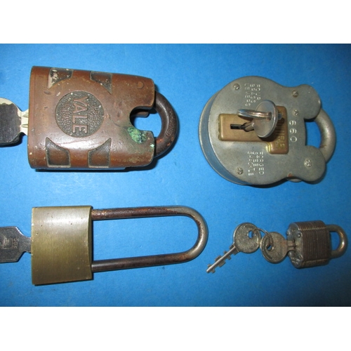 106 - A collection of padlocks, to include examples by Yale and Chubb, all with keys except the combinatio... 