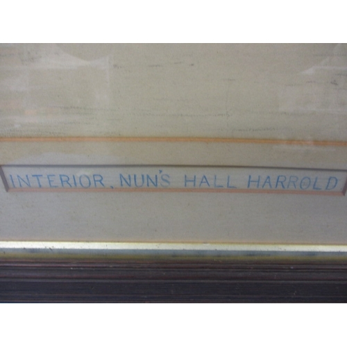 107 - A Edwardian framed architectural drawing of Nuns Hall, Harrold, dated verso 1902, in period oak fram... 