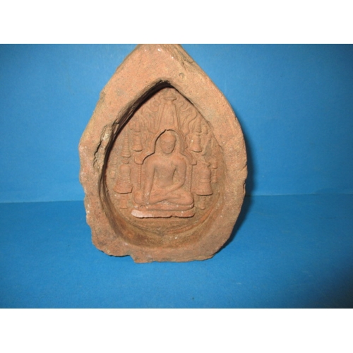 A terracotta  Buddha Shakyamuni figure, approx. height 17cm, having general age-related marks