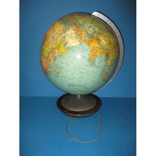 150 - A vintage Columbus duo globe, approx. height 44cm, requiring electrical connection check, in useable... 