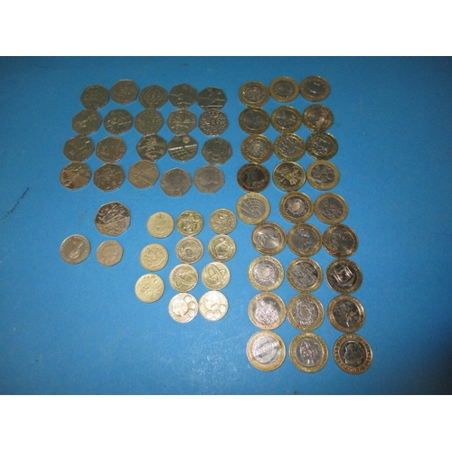 159 - A quantity of collectable 50p £1 & £2 coins, all in circulated condition