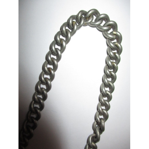 187 - A vintage white metal Albert chain, approx. length 33cm, approx. weight 34.5g, in useable pre-owned ... 