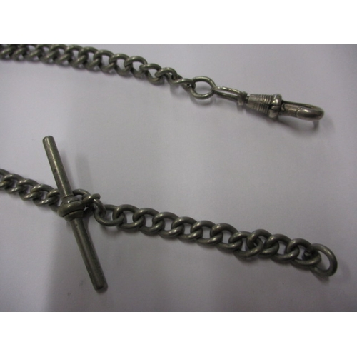 187 - A vintage white metal Albert chain, approx. length 33cm, approx. weight 34.5g, in useable pre-owned ... 