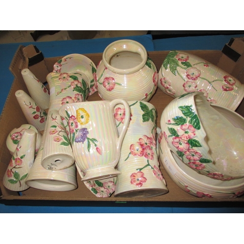 196 - A quantity of vintage Maling lustre glaze ceramics with embossed floral decoration, all in used cond... 