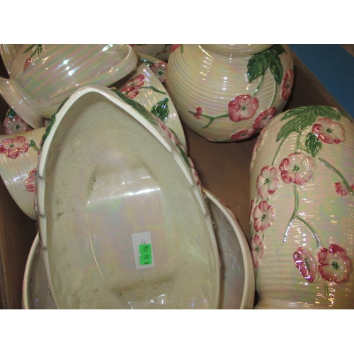 196 - A quantity of vintage Maling lustre glaze ceramics with embossed floral decoration, all in used cond... 