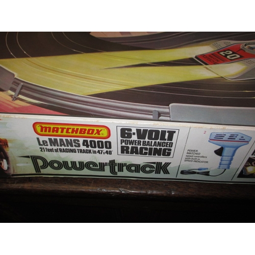 210 - A vintage Matchbox Le Mans power-track 4000 slot racing car set, in box and complete, in play worn c... 