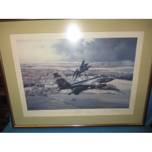 227 - A framed limited edition print “Jaguars over Kilduff” with certificate and signed to mount, approx. ... 