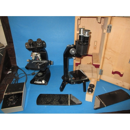 230 - Two vintage scientific microscopes, one by Vickers Instruments, both in used condition