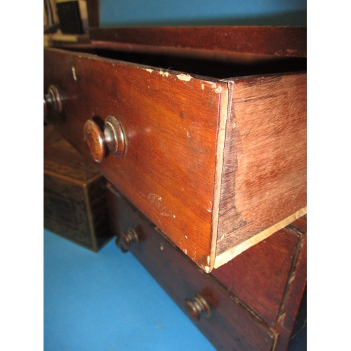 240 - A small desk top chest of 3 drawers and a brass inlaid box, approx. size of chest 39x35x20 cm, in us... 