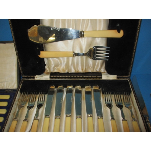 244 - A parcel of vintage cutlery, spoons, forks etc, to include some boxed sets, all in used condition