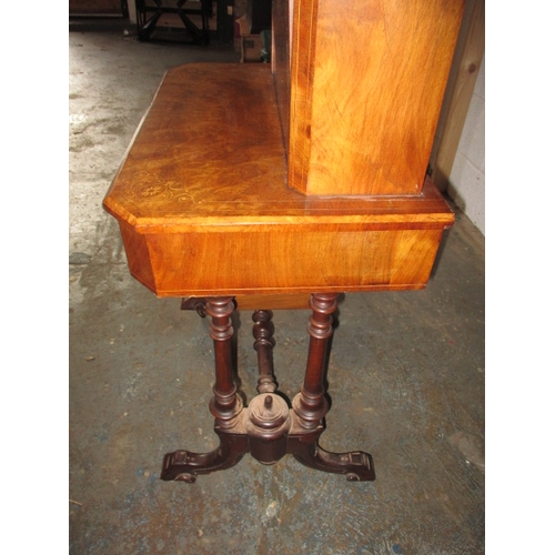 346 - A 19th century walnut ladies Bonheur du jour, a work/writing cabinet, having decorative inlay, in go... 