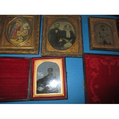 286 - A parcel of antique portrait daguerreotypes and other framed pictures, all in used condition