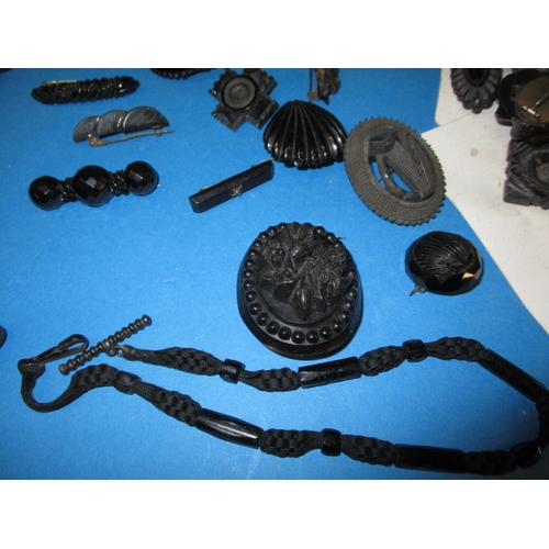 145 - A parcel of antique and later Jet and other costume jewellery, various ages and condition