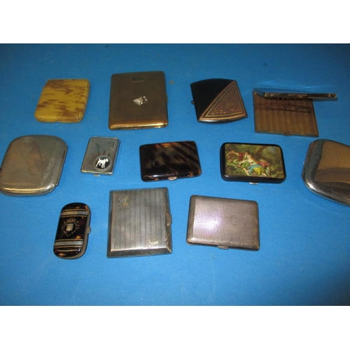 165 - A parcel of vintage cigarette cases, to include silver examples and one by Calibri, all in used cond... 