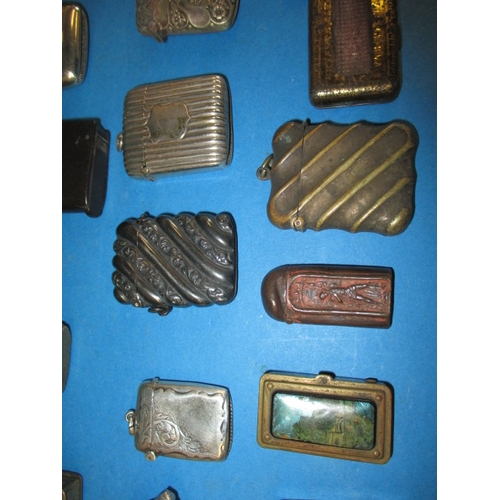 167 - A parcel of antique and later vesta cases, match box covers and go-to-beds, to include silver exampl... 