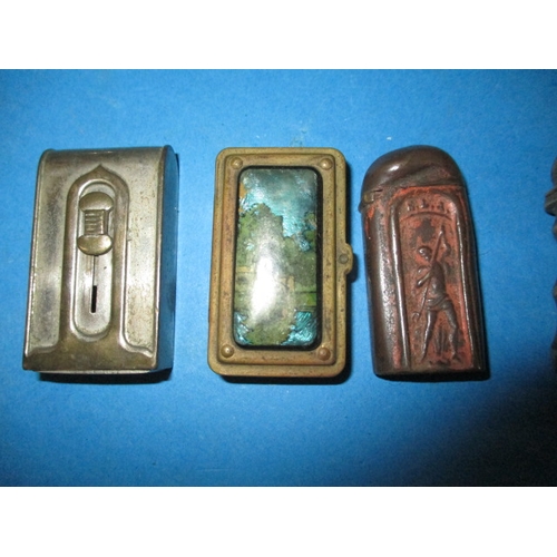 167 - A parcel of antique and later vesta cases, match box covers and go-to-beds, to include silver exampl... 