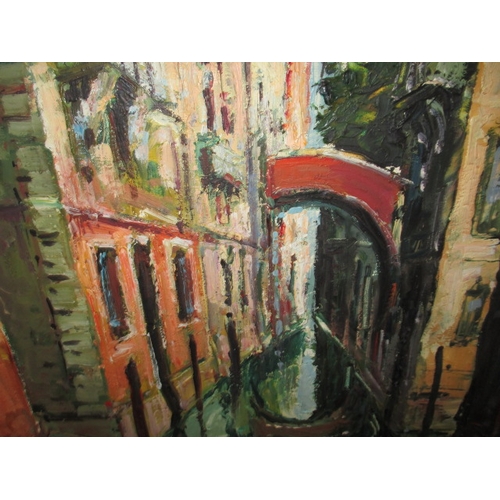 359 - Italian school oil on canvas street scene, signed lower left D Giusti in gilt frame, appfox frame si... 