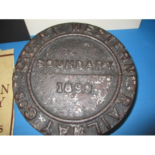 325 - A quantity of GWR items, to include tunic buttons, and a cast iron boundary marker dated 1899, all i... 