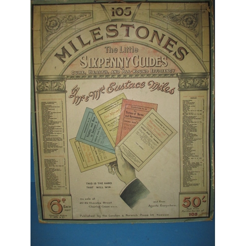 367 - A vintage Milestones sixpenny guides advertising poster on card, approx. size 63x50cm, in good condi... 