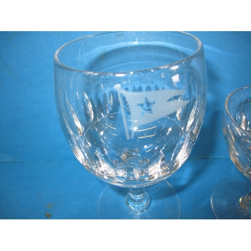 300 - Two genuine 1920s/30s White Star line wine glasses, the larger one having 2 small chips to foot rim