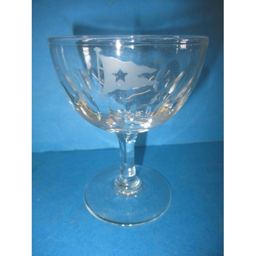 300 - Two genuine 1920s/30s White Star line wine glasses, the larger one having 2 small chips to foot rim