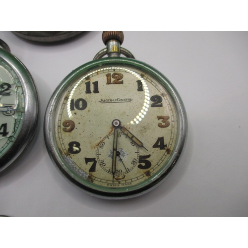 126 - Three WWII military GSTP pocket watches, 2 by Jager-LeCoultre, both run when wound and a Cortebert E... 