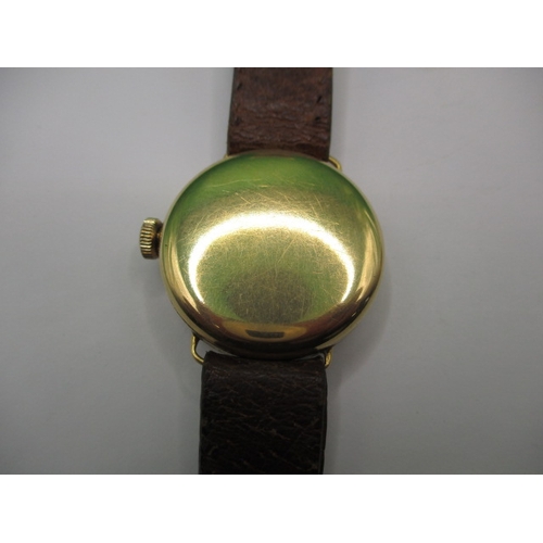 119 - A vintage 18ct gold cased Waltham wrist watch, runs when wound and another gold cased example in nee... 