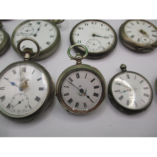 117 - A parcel of vintage pocket watches, several with silver cases, all in need of repair