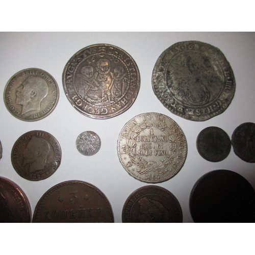 256 - A parcel of antique and later world coins, tokens and medallions, to include silver hammered example... 