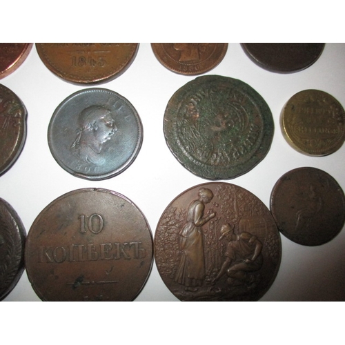 256 - A parcel of antique and later world coins, tokens and medallions, to include silver hammered example... 