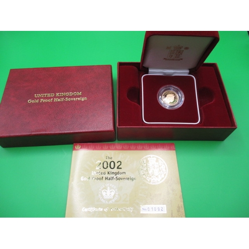 193 - A Royal Mint limited edition 2002 gold proof half sovereign in original presentation box with certif... 