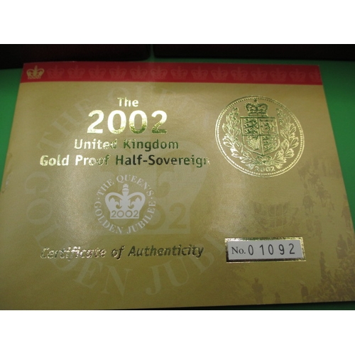 193 - A Royal Mint limited edition 2002 gold proof half sovereign in original presentation box with certif... 