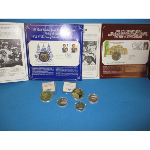 258 - A parcel of Westminster Mint collectors coins, and Danbury Mint coin covers, to include a gold plate... 