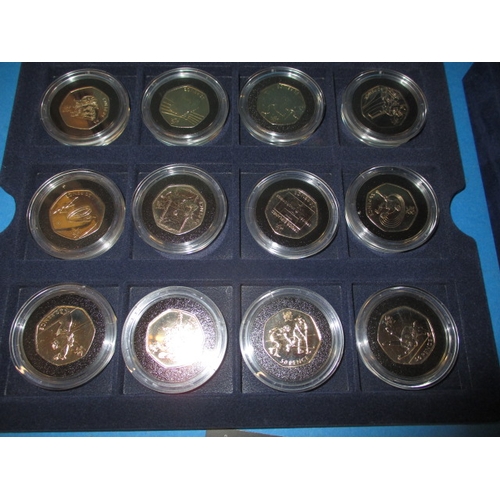 259 - A quantity of Olympic sports 50p coins, all in un-circulated condition in collectors presentation ca... 