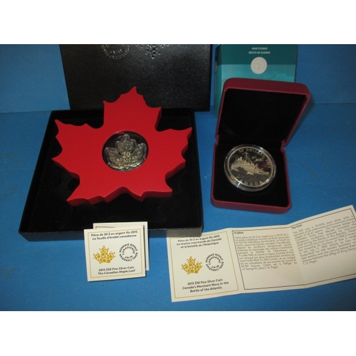 170 - Two .999 silver Canadian collectors coins, both uncirculated and in presentation cases