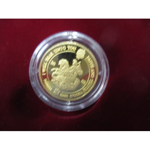 201 - A 2002 bank of Zambia 10,000 Kwacha 22ct gold coin, weight 6g, a proof coin with box and paperwork