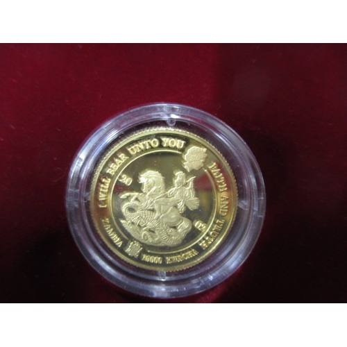 201 - A 2002 bank of Zambia 10,000 Kwacha 22ct gold coin, weight 6g, a proof coin with box and paperwork