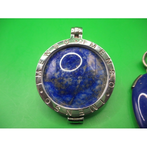 134 - Two sterling silver and lapis lazuli necklace pendants, both in good useable pre-owned condition