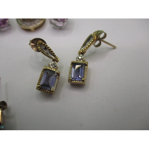 63 - 3 pairs of 9ct gold earrings, one pair with a matching pendant, all in used condition, approx. parce... 