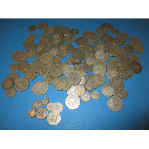 173 - A quantity of pre-decimal part silver coins, include a small amount of silver coins, approx. gross p... 