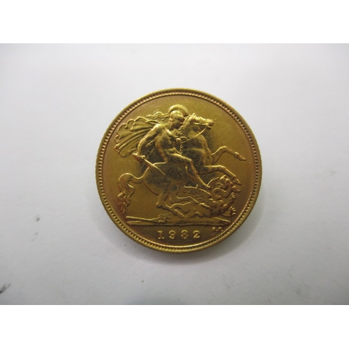 218 - A Queen Elizabeth II gold half sovereign dated 1982, a very fine grade coin with light use related m... 