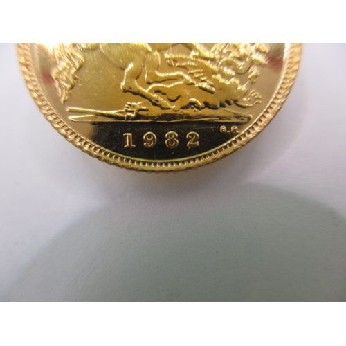 219 - A Queen Elizabeth II gold half sovereign dated 1982, a very fine grade coin with light use related m... 