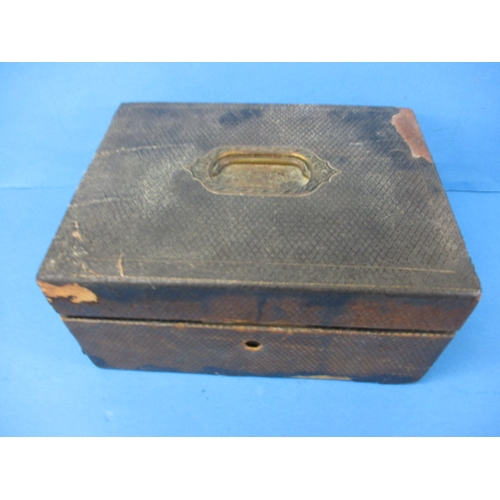 153 - A late 19th century valet box with contents of silver top jars, Birmingham hallmark, in well used co... 