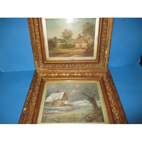 356 - Two late 19th early 20th landscape paintings, in period gilt frames, one signed C.M., approx. frame ... 