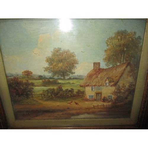 356 - Two late 19th early 20th landscape paintings, in period gilt frames, one signed C.M., approx. frame ... 