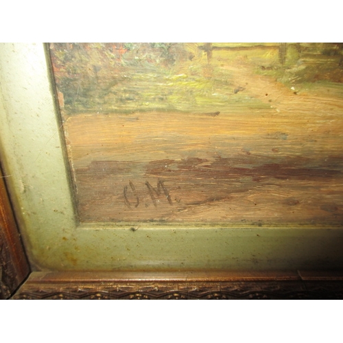 356 - Two late 19th early 20th landscape paintings, in period gilt frames, one signed C.M., approx. frame ... 